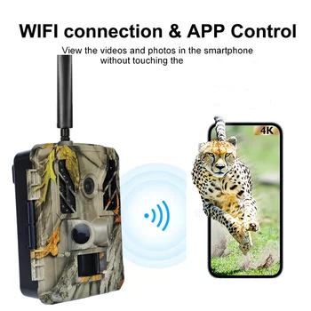 Място за лов на тропе 4K С приложението WIFI, IR обхват на задействане 0,2 с, 30 м, Видео 4K, 48 Mp, IP67 за наблюдение на дивата природа