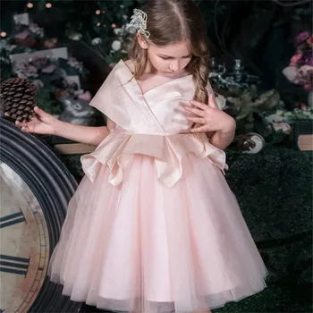 Рокля с цветя модел за Момичета, Розово Прекрасен Тюлевый колан с пухкава лък, Рокли на Принцеси-на Ангел, сватбен бал, рокли за Първо Причастие, подарък за рожден Ден
