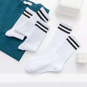 3 Чифта Нови творчески памучни чорапи с две ивици, Дамски есен-зима мразоустойчив и ветроупорен чорапи, дамски модни чорапи