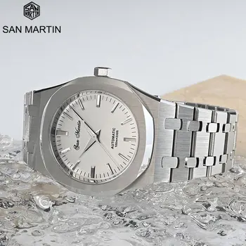 San Martin Луксозни Мъжки Часовник 38,5 мм Miyota 9015 Винтажное Класически Бизнес Рокля Автоматични Механични Часовници Sapphire 10Bar reloj