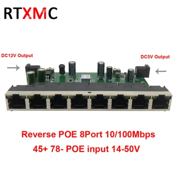 Обратно 8 POE порта 10/100 Mbps Ethernet с пускането на 5 и 12 PoE 45 + 78-Бърз Ethernet с 8 порта, RJ-45 с led