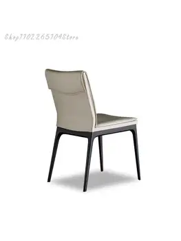 Италиански Луксозен Лек Лесен модерен Битова трапезария стол от телешка кожа от масивно дърво от висок клас, книга стол по поръчка
