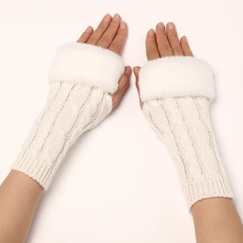 Есенно-зимни дамски Къси вълнени ръкавици с къдри от пържено тесто, възли Ръкавици с топла мана