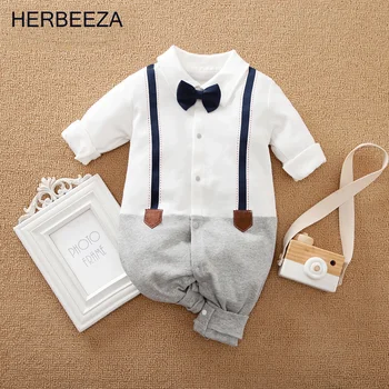 HERBEEZA Мъжки Детски дрехи За новородени Гащеризон Детски Дрехи Джентълмен Детски Гащеризон-Мек Детски Гащеризон