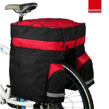 Sahoo 60L Чанта За Носене на велосипед С Дождевиком Задната Багажник Багажника Багажная Количка На задната седалка с Двойни Странични чанти За съхранение на Велосипеди на открито 1