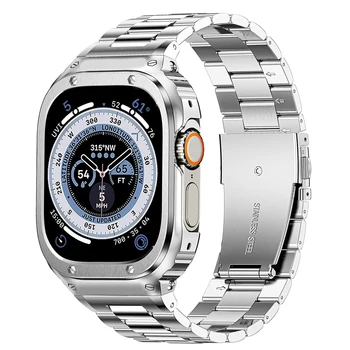 Калъф + Комплект Модификация Каишка за Apple Watch Ultra 2 49 мм 9 8 7 45 мм 41 мм Метална Рамка Iwatch Серията Ultra 6 5 4 Se 40 мм 44 мм