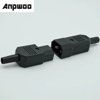 ANPWOO IEC Директен Кабелен штекерный конектор 10A 250V Черен Конектор за обекти, предмет на замяна, 3-пинов конектор ac