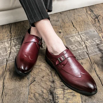 Мъжки Обувки Монк Елегантна Социална Мъжки Обувки Sapato Masculino От кожа с страничен обтегач И Специални Остри пръсти, Британски Ежедневните модели 2023
