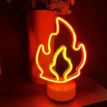 Неонова лампа се захранва от USB, Вечерни, led лампа с пламък, нощна светлина за декор спални, Неонова реклама, тапети, Хелоуин, Коледа, Неонова лампа