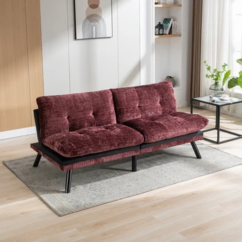 Уникален диван-легло, Диванчик, Легло-futon, Модерен Регулируема диван за сядане с метални крака, меко легло, удобна за всекидневна, офис