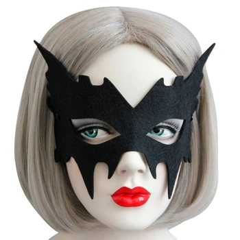 Супер фетровая маска за очи, черна супер маска за лице, маска за половината от лице, маска за Хелоуин, вечерни аксесоари за cosplay Унисекс T8NB