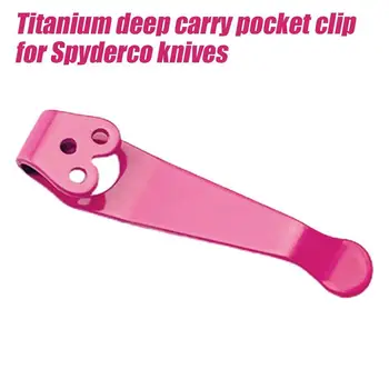 Преносими скоби за носене на ножове Spyderco C81 C10 C11, скоба за задния джоб, дълбоко скоба за носене от титанова сплав с 3 дупки