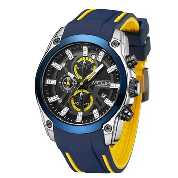 Кварцови часовници За мъже, оригинални Сини Спортни ръчни часовници клас Лукс с хронограф, военни Светещи мъжки часовник с голям циферблат Relogios Masculino