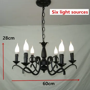 Тавана лампа в европейски стил, led лампа, черен ретро тавана лампа за ресторант, led крушка E14, потолочное осветление на тавана лампа