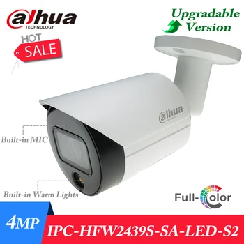 Оригиналната IPC-HFW2439S-SA-LED-S2 Dahua 4MP Lite, пълноцветен мрежова камера с фокусно разстояние, Вграден микрофон, меко осветление, Макс.30 м