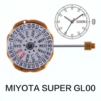 Кварцов механизъм Miyota GL00 с 3 фигурални Прозорец Календар, японски механизъм Super Silm, подходящ за модели с ультратонким профил