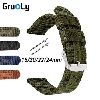 18 мм и 20 мм и 22 мм, 24 мм, Найлонов Ремък за Samsung Galaxy Watch Active 2 40 44 мм Watch 42 мм Gear S3 быстроразъемный Универсален Каишка