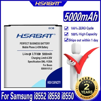 HSABAT 100% чисто Нов EB585157LU 5000 mah Батерия За Samsung Galaxy beam Win i8552 i8558 i8550 i869 i8530 E500 GT-I8530 i437 G3589