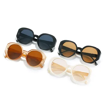 Горещи продажба, дамски слънчеви очила в винтажной форма с кръгла пластмасова рамки, популярни на открито