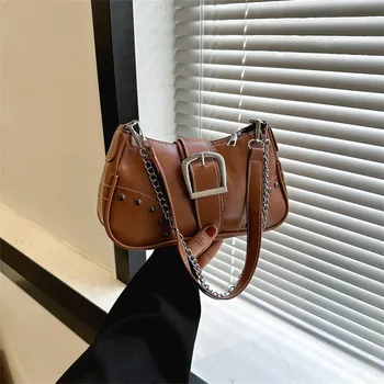 Модерна Дамска чанта през рамо, дизайнерска чанта за подмишниците, Плиссированная седельная чанта, однотонная чанта-месинджър, чантата, чанти-скитници Y2K