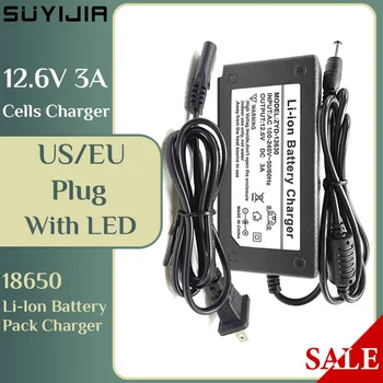 SUYIJIA 12,6 V 3A 18650 и Зарядно Устройство за Литиево-йонни Батерии, Зарядно Устройство За Електрически Бормашини захранващ Адаптер EU US Plug с led подсветка