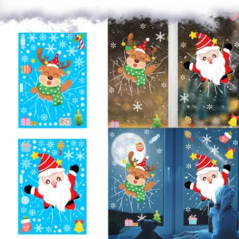Коледни Стикери по прозорците, Коледни украси за дома 2023, Коледни стикери за стени, Стикери за стена в детската стая, Навидад, Нова Година 2024