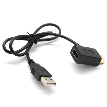 HDMI конектор от един мъж към една жена + USB 2.0 Кабел, зарядно устройство, адаптер-сплитер, удължител