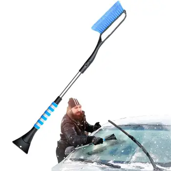 Авто Стъргало за сняг И Прибиращ Четка За премахване на сняг С Щетинной глава 2-в-1 Инструмент За отстраняване на снега От Задната Предното стъкло на превозното средство