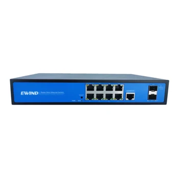 Висококачествен 10G SFP + Uplink 8-port gigabit switch PoE L2, управляван Ethernet switch PoE захранване Consol