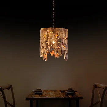 Полилеи, осветителни Тела Висящи лампа в стил Дървена изкуство за хранене, хол кафене ресторант Вътрешно осветление на къщи в стил ретро в индустриален стил