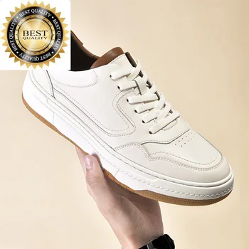 Кожени обувки за мъже естествена обувки за ходене по крикет, Мъжко огледало, Луксозни дизайнерски обувки, Ежедневни обувки, бели обувки на равна подметка, мъжки маратонки
