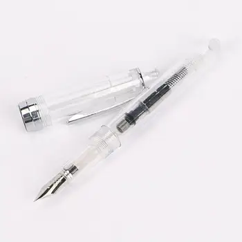LLD Благородна поршневая писалка, Прозрачна, бяла игла-куршум 0,38 мм и 0,5 мм, Канцеларски пособия за училище