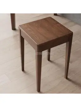 Квадратен стол от масивна дървесина, малка табуретка, за домашно съхранение, може да се сгъва в хола, прости маса, висока табуретка, през цялата