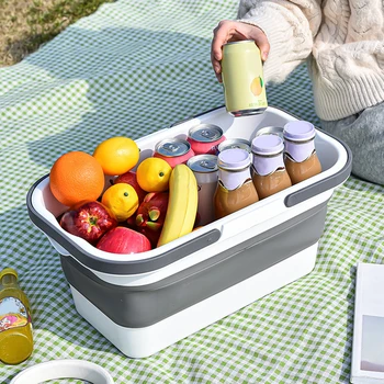 Сгъваема кошница за храна за пикник, многофункционално джобно кофа за вода с капак и маса с Голям капацитет за пътуване на открито, плаж