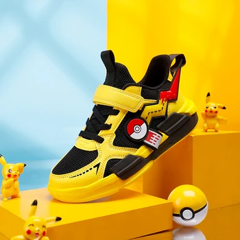 Детски обувки с анимационни герои за момчета, ежедневни маратонки с Pikachu за момичета, леки маратонки за бягане, студентски дишащи обувки, новост 2023 година