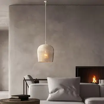 Японски стил Wabi-Sabi Wind ръчно изработени от ратан led висящи лампи Блясък с Трапезария и Бар Нощни окачен лампа за спални