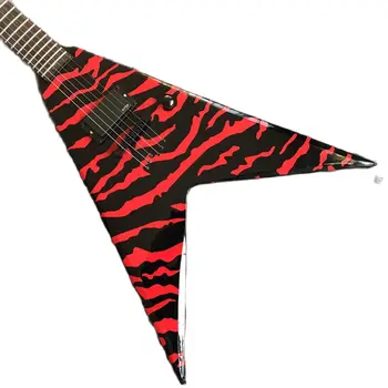 Червени, черни линии, Бели декорации със специална форма, Електрическа китара