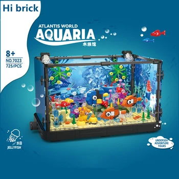 Прекрасен аквариум с костенурки и медузи♫, аквариум 725/753 бр., детски интелектуалния блок за сглобяване на играчки, бижута, подаръци