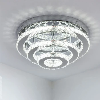 Модерна кристален полилей, тавана лампа с вълни, 3-диференцирани кристални плафониери за спални, трапезария, хол
