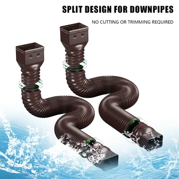 Конектор за удължител на тръбата в опаковка от 2 части Гъвкав удължителен кабел дренажна тръба с възможност за разширение от 21 до 60 инча за повечето водосточни тръби