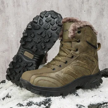 Мъжки катерене обувки, Нова, спортни обувки за отдих на открито, Зимна Топла памучен обувки с висок берцем, нескользящая за пътуване