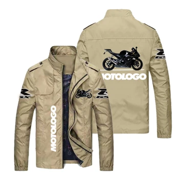 Пролет-есен Тънка мъжки красиво яке с логото на колата, Мотоциклетное Ежедневното Спортно палто, Модерен жилетка с имитация на врата, връхна дреха с цип
