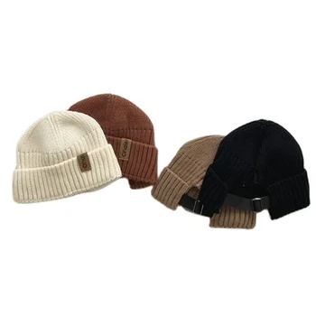 Новата есенно-зимна детска шапка за момичета и момчета, капачка за защита на ушите, однотонная модни вязаная хет-пуловер, детски вълнена шапчица
