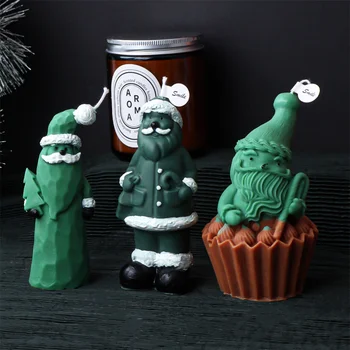 3D Брада на Дядо Коледа, Восъчни форми за Свещи, Силиконови Коледна украса, Празнична парти, Коледен Комина, Фигурка на Дядо на дядо коледа за Момичета