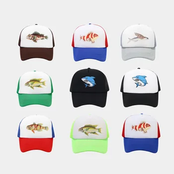 Нова шапка с изображение на риба от карикатура, переносящая топлина, мъжки и дамски модни бейзболна шапка лятна Gorras с дишаща мрежа