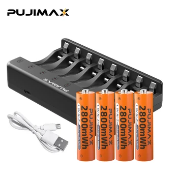 PUJIMAX 8-слотное Ni-Zn led зарядно устройство с интелигентен дисплей, предназначен за Ni-Zn батерията 1,6 В с комплект батерии