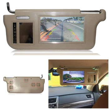 7-инчов Бежово Авто лявата Козирка, Огледало за обратно виждане, монитор LCD, 2-канален Видео, резервни Части, Аксесоари