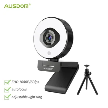 Уеб камера AUSDOM AF660 FHD 1080P 60 Кадъра в секунда С Автофокус 75-Градусная Потоковая Камера С Регулируем Статив, Без Подсветка на Правото За директно излъчване