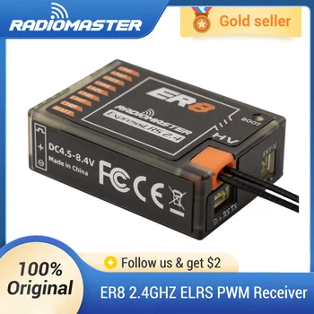 RADIOMASTER RC ER8 PWM-приемник ELRS 2,4 Ghz Висока производителност, Висока надеждност Гъвкава конфигурация Бърза скорост на реакция 8 PWM