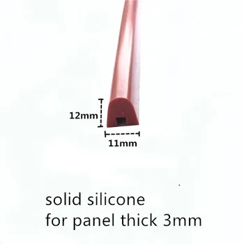 U-образна ленти от твърда гумена силикон за стъкло с дебелина 3 мм, метал, дърво, край панел, защитен екран 11x12 mm, 1 m, червен